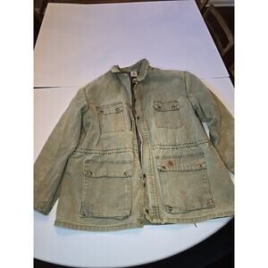 VTG Men's USA CARHARTT PARKA WORKWEAR BLANKET LINED BROWN CANVAS xxl